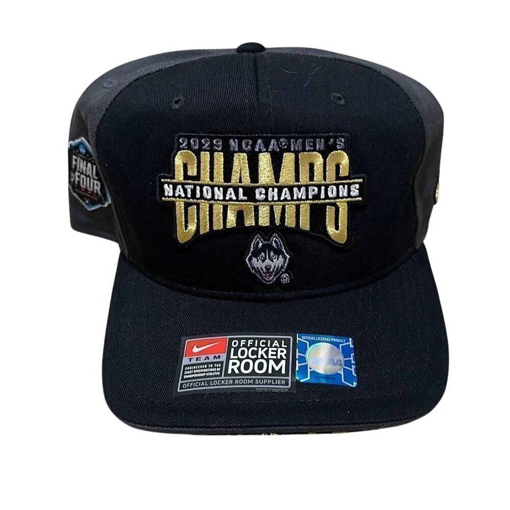 Nike Mens Black March Madness 2023 Connecticut Huskies‎ Champions Hat NWT